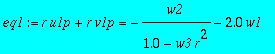 eq1 := r*u1p+r*v1p = -w2/(1.0-w3*r^2)-2.0*w1