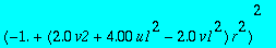 eq1c := .9999999999*u1p = .3333333333*r*(-1.*(-2.0*u1+v1)*(2.0*v2+4.00*u1^2-2.0*v1^2)+(-2.0*u1+v1)*(2.0*v2+4.00*u1^2-2.0*v1^2)^2*r^2-3.*(u1+v1)^2+6.*(u1+v1)^2*(2.0*v2+4.00*u1^2-2.0*v1^2)*r^2-3.*(u1+v1)...
