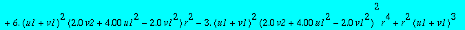 u1p := .3333333333*r*(-1.*(-2.0*u1+v1)*(2.0*v2+4.00*u1^2-2.0*v1^2)+(-2.0*u1+v1)*(2.0*v2+4.00*u1^2-2.0*v1^2)^2*r^2-3.*(u1+v1)^2+6.*(u1+v1)^2*(2.0*v2+4.00*u1^2-2.0*v1^2)*r^2-3.*(u1+v1)^2*(2.0*v2+4.00*u1^...